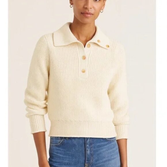 NWT J.Crew Ribbed cotton button-collar sweater - Picture 1 of 4